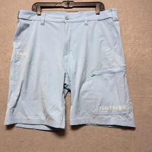 Huk Performance Fishing Shorts Men XXL Light Blue Zippered Cargo Pockets 38"x10"